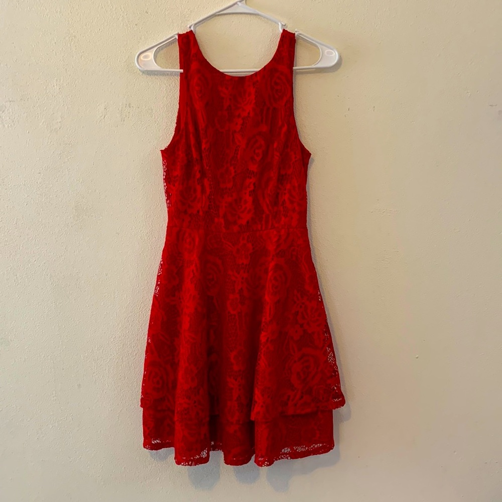 🦋 Speechless Scarlet Rose Red Lace mini Dress. Size Small. New With Tags!